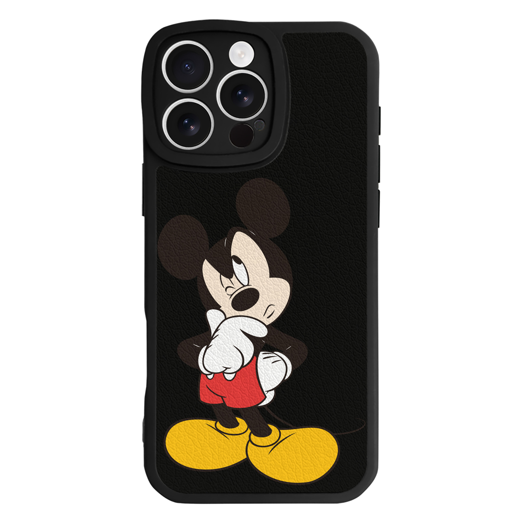 （画像用） ミッキーマウス Mickey Mouse 【iPhone 16シリーズ対応】シリコンスマホケース（レザー調） 材質：シリコン